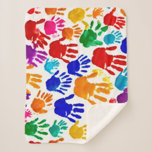 Farbige HandPrint Sherpadecke