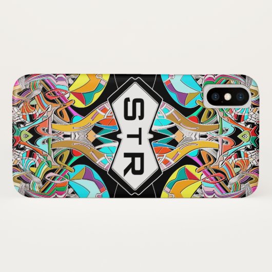 Farbige Handzeichen Abstrakt I Monogramm-Initialen Case-Mate iPhone Hülle (Rückseite (Horizontal))