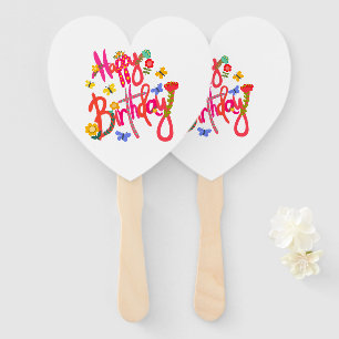 Farbige Happy Birthday Floral & Schmetterling Part Fächer