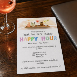 Farbige Happy Hour-Einladung Einladung