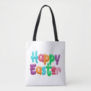 Farbige Happy Ostertypografie Gesamtbeutel Tasche