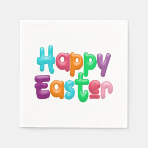 Farbige Happy Ostertypografie Papier Napkin Serviette