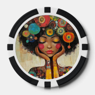 Farbige Harmonie der schwarzen Frau Pokerchips