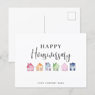 Farbige Haus Happy Housiversary Immobilien Postkarte