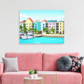 Farbige Häuser auf den Bahamas Leinwanddruck (Insitu (Wohnzimmer))