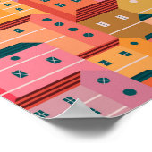 Farbige Häuser im flachen Design Poster (Ecke)