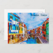 Farbige Häuser in Burano, Venedig, Italien. Postkarte (Vorne/Hinten)