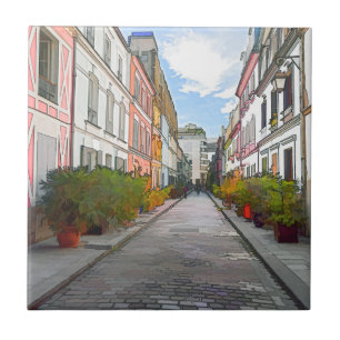 Farbige Häuser in der Rue Cremieux - Paris Fliese