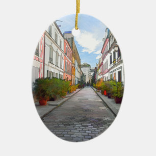 Farbige Häuser in der Rue Cremieux - Paris Keramik Ornament