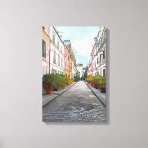 Farbige Häuser in der Rue Cremieux - Paris Leinwanddruck