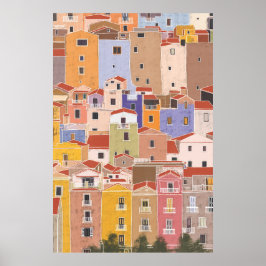 Farbige Häuser in Italien Poster