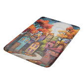 Farbige Häuser und Bäume im Herbst Badematte (Schrägansicht)