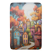 Farbige Häuser und Bäume im Herbst Badematte (Vorderseite Vertikal)