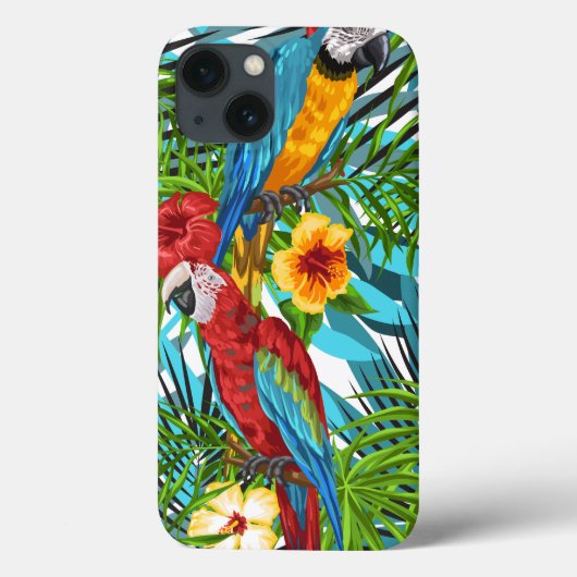 Farbige Hawaii tropische Wildblumen Vögel Case-Mate iPhone Hülle (Rückseite)