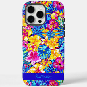 Farbige Hawaiianische Tropische Blumen-Palm-Namens iPhone 16 Pro Max Hülle