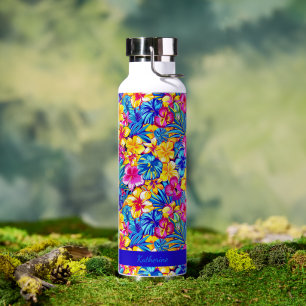 Farbige Hawaiianische Tropische Blumenpalme Name Trinkflasche