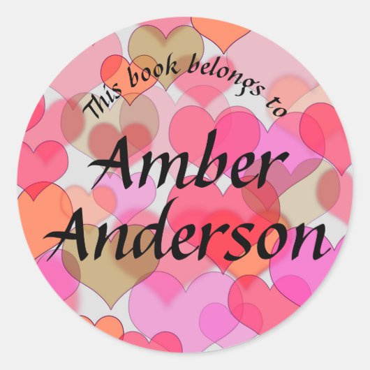 Farbige Hearsticker für Bücher Runder Aufkleber (Vorderseite)