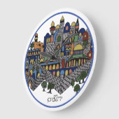 Farbige hebräische Jerusalem-Keramik Große Wanduhr (Winkel)
