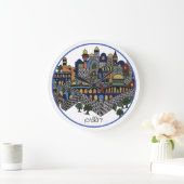 Farbige hebräische Jerusalem-Keramik Große Wanduhr (Zuhause)