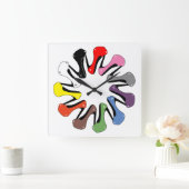 Farbige Heelse Quadratische Wanduhr (Zuhause)