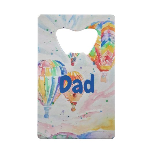 Farbige Heißluftballons Aquarellmalerei Geldbeutel Flaschenöffner (Rückseite)