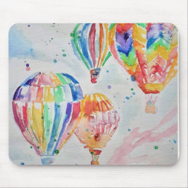 Farbige Heißluftballons Aquarellmalerei Mousepad