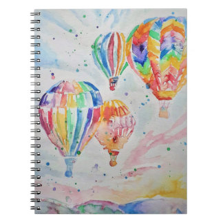 Farbige Heißluftballons Aquarellmalerei No Notizblock