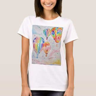 Farbige Heißluftballons Aquarellmalerei T-Shirt