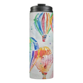 Farbige Heißluftballons Aquarellmalerei Thermosbecher
