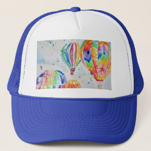 Farbige Heißluftballons Aquarellmalerei Truckerkappe