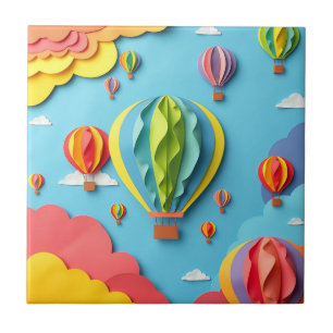 Farbige Heißluftballons Himmel Muster Fliese