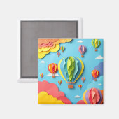 Farbige Heißluftballons Himmel Muster Magnet (Vorderseite/Rückseite)