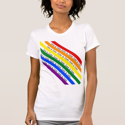 Farbige, hellbraune Regenbogenstreifen T-Shirt (Vorderseite)