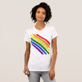 Farbige, hellbraune Regenbogenstreifen T-Shirt (Vorne ganz)