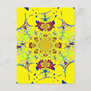 Farbige Helle Florale Damast-Design-Kunst Postkarte
