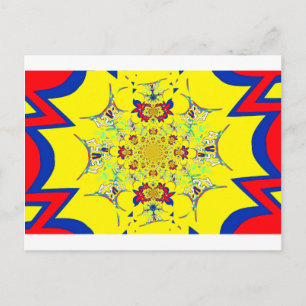 Farbige Helle Florale Damast-Design-Kunst Postkarte