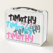 Farbige, helle Graffiti Stil Coole Kinder Name Metall Brotdose (Rückseite)