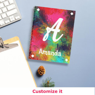 Farbige, helle Kunst und weiße Monogramme Notizblock