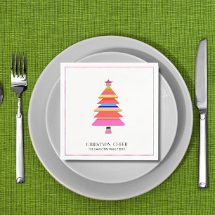 Farbige Helle Moderne Weihnachtsbaum Serviette