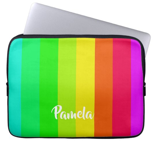 Farbige, helle Regenbogenlinien Laptopschutzhülle (Vorderseite)