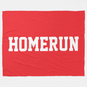 Farbige Helle Rote Sportliche Weiße HOMERUN Text  Fleecedecke