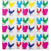 Farbige Hennen Duschvorhang (Vorderseite)