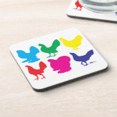 Farbige Hennen Getränkeuntersetzer (Linke Seite)