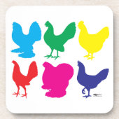Farbige Hennen Getränkeuntersetzer (Vorderseite)
