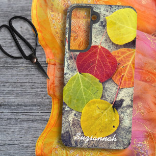 Farbige Herbst-Aspen-Blätter Foto Personalisiert  Samsung Galaxy Hülle