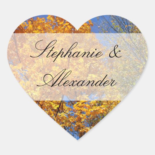 Farbige Herbstbäume Herz-Aufkleber (Vorderseite)