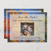 Farbige Herbstbäume Save the Date Ankündigungspostkarte (Vorne/Hinten)