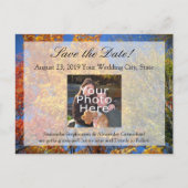 Farbige Herbstbäume Save the Date Ankündigungspostkarte (Vorderseite)