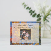 Farbige Herbstbäume Save the Date Ankündigungspostkarte (Stehend Vorderseite)