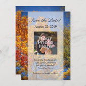 Farbige Herbstbäume Save the Date Einladung (Vorne/Hinten)